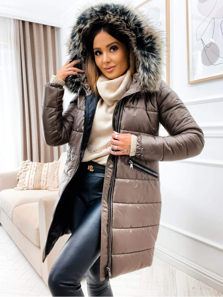 Zimná luxusná bunda Winter Madison - Mocca